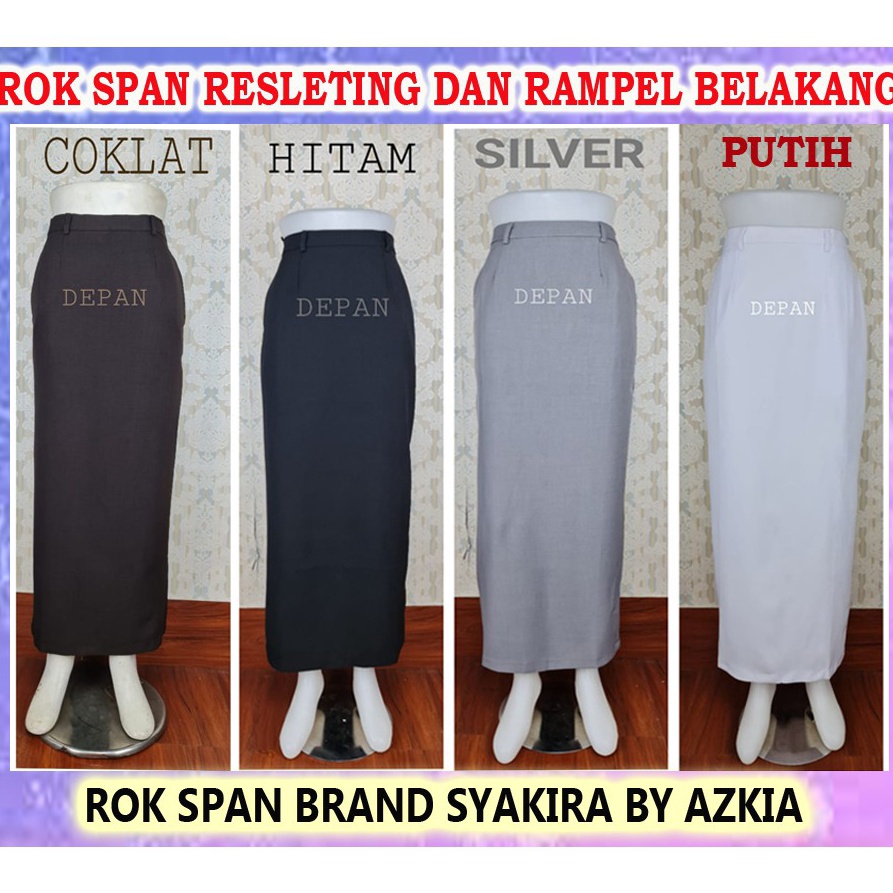 Rok Span Syakira warna Cokelat tua, Hitam, Putih, Dongker, Maroon-Rok Kerja-Rok Kantor-Rok panjang-r