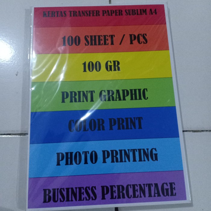 

Terlaris Kertas Transfer Paper Sublim A4 100Gr 100 Lembar