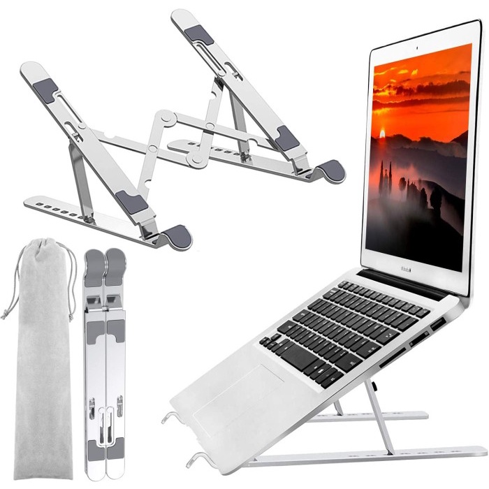 ALUMUNIUM ADJUSTABLE STAND DUDUKAN NOTEBOOK LAPTOP MACBOOK IPAD +POUCH