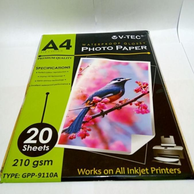 

Kertas Foto Glossy V-TEC GPP-9110A A4 210 GSM
