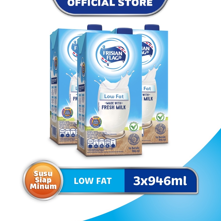 

Terbaru Frisian Flag Susu UHT Purefarm Low Fat 3 x 900 mL