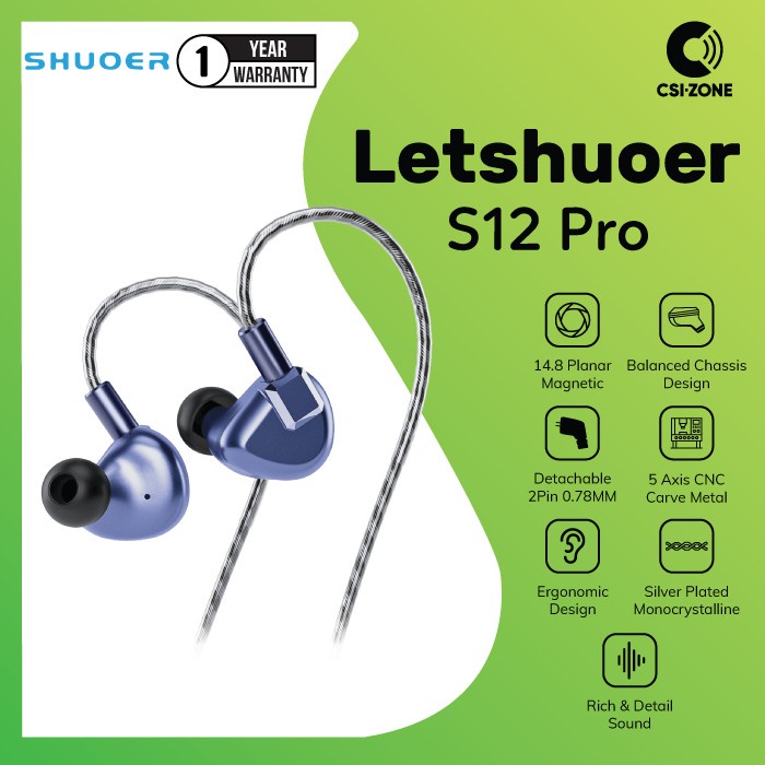 Terlaris Letshuoer / Shuoer S12 Pro Planar Magnetic Driver In Ear Earphone