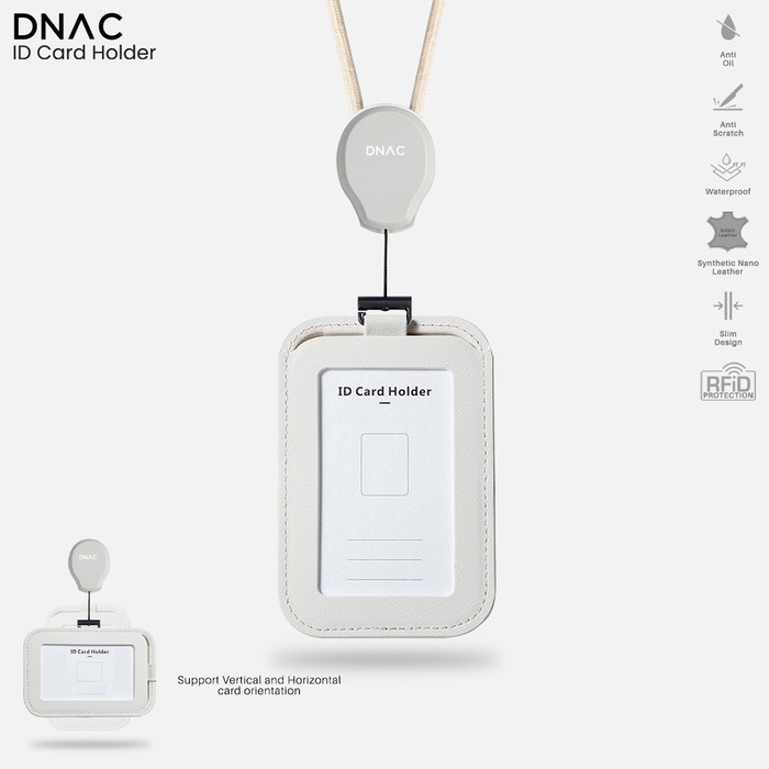 

Dnac Id Card Holder And Card Slots With Ribbon Lanyard - White