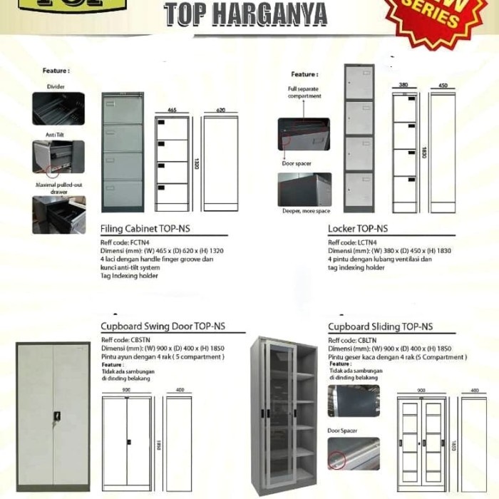 

Lemari Arsip Besi Merk Top Pintu Kaca Slidding