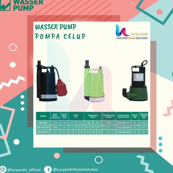 Wasser Submersible Pump Wd 80 E Pompa Celup Kolam Pompa Air Original
