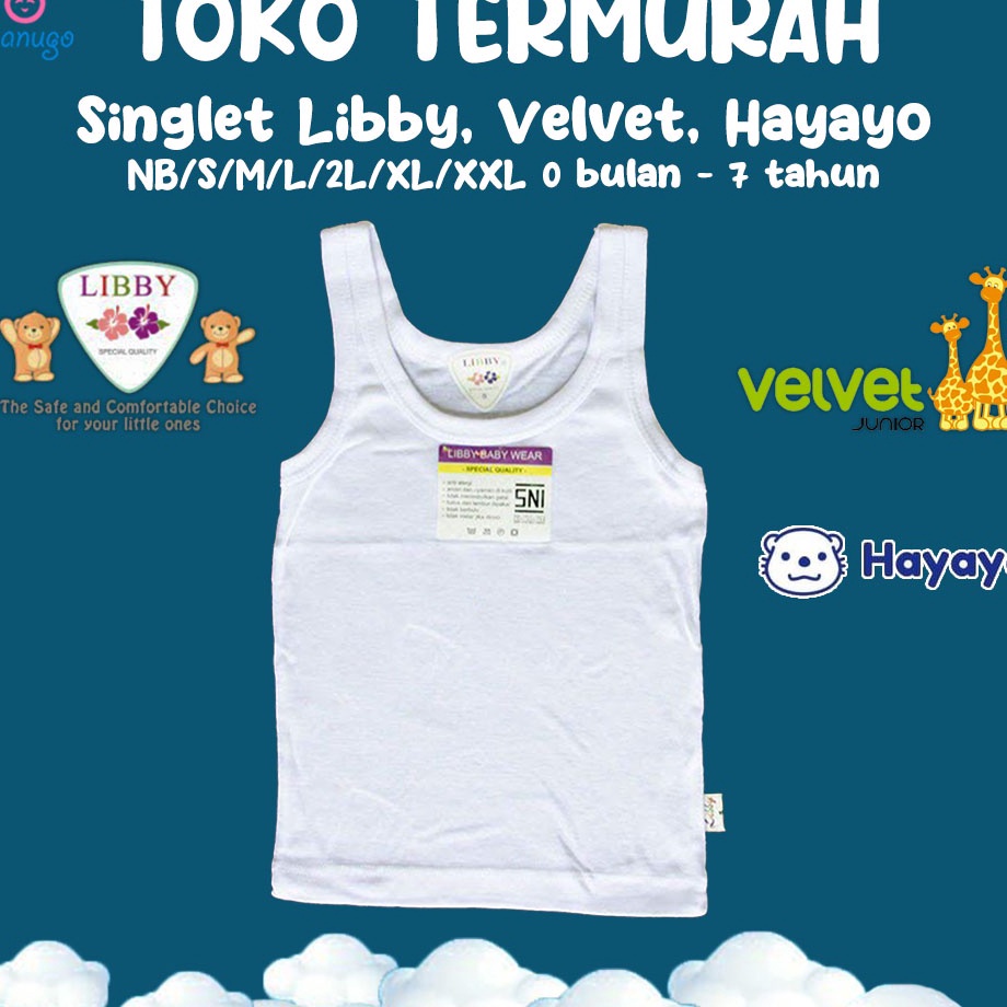 TERBARU  LIBBY VELVET JUNIOR Singlet / Kaos Dalam Anak Putih | Baju Anak / Kaos Anak / Kaos Dalam Ve