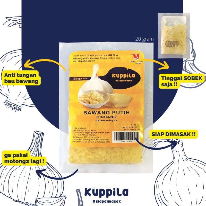 

BAWANG PUTIH CINCANG SIAP MASAK (1 Sachet)