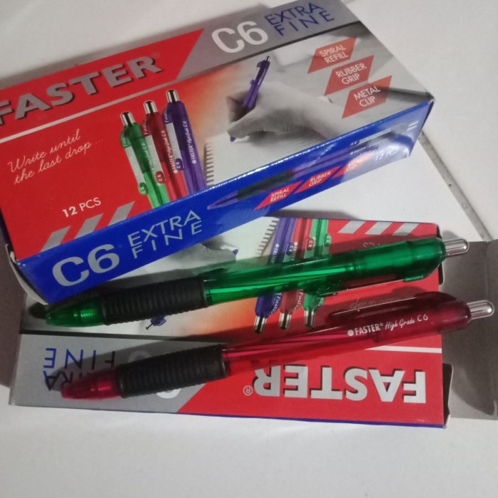 

Terlaris Pulpen / Pen / Ballpoint Faster C6 Warna Hitam Dan Biru 1 Lusin