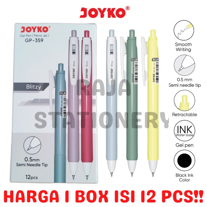 

Terlaris Joyko Gel Pen 0.5 Black Pen Hitam Pulpen Jel Joyko Gp-359 [12Pcs]