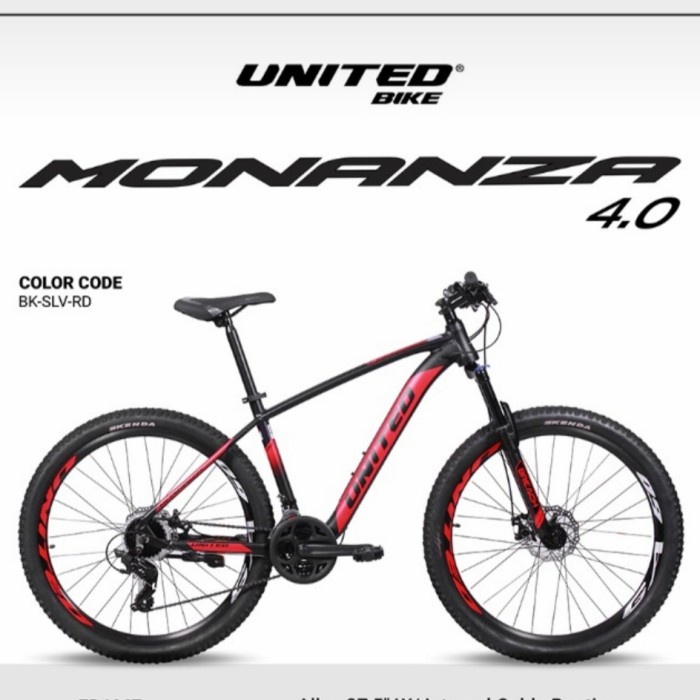 Terlaris (Khusus Gojek) Sepeda Mtb 27.5 United Monanza 4.0 Frame Alloy