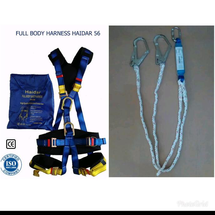 

Ready COD !!! 1 set fullbody harness pn 56 Haidar dan Double lanyard absorber Haidar