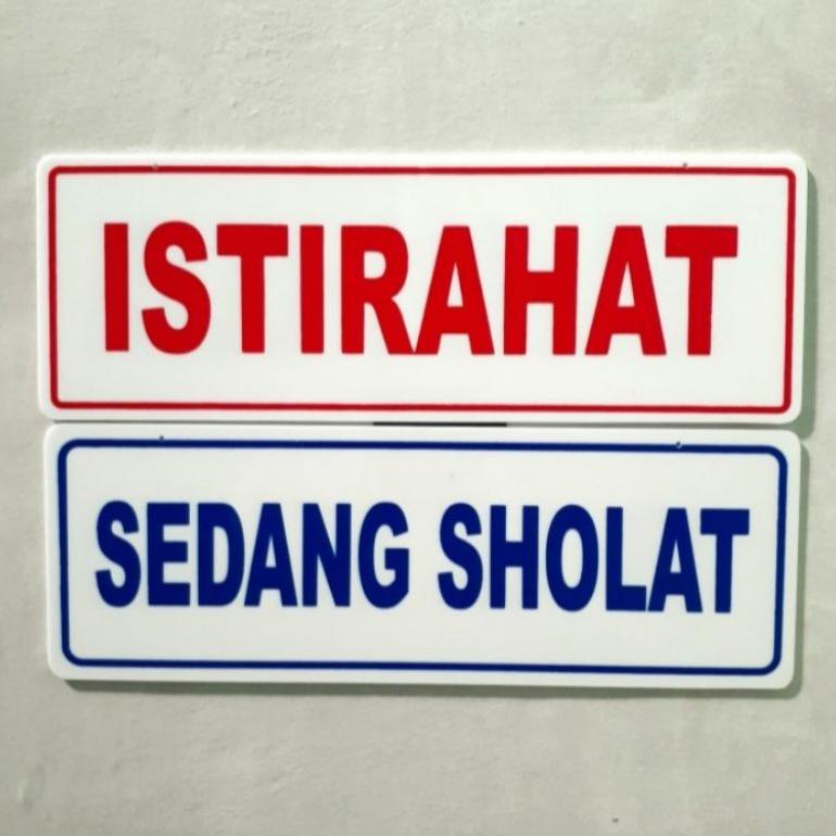 

Terbaru Akrilik Sign Plat Tulisan Istirahat Dan Sedang Sholat (Bolak-Balik) Wxy