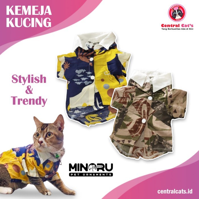 Bestseller Baju Kemeja Kucing Jantan Lucu