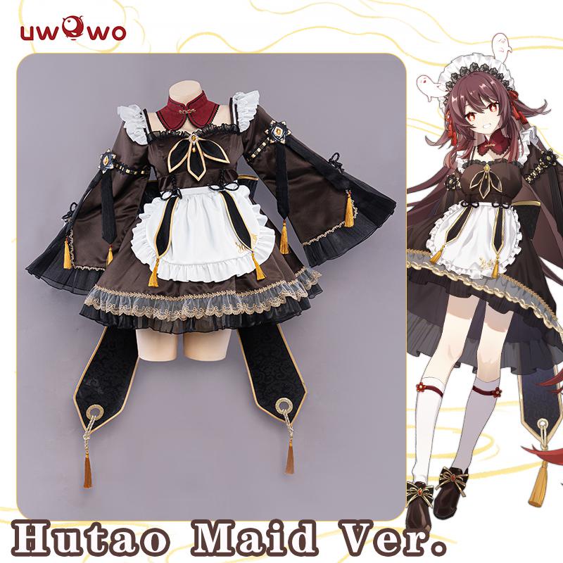 Game Genshin Impact HuTao Cosplay Hu Tao Costume Halloween Maid Costume Christmas Outfit Dress Cospl