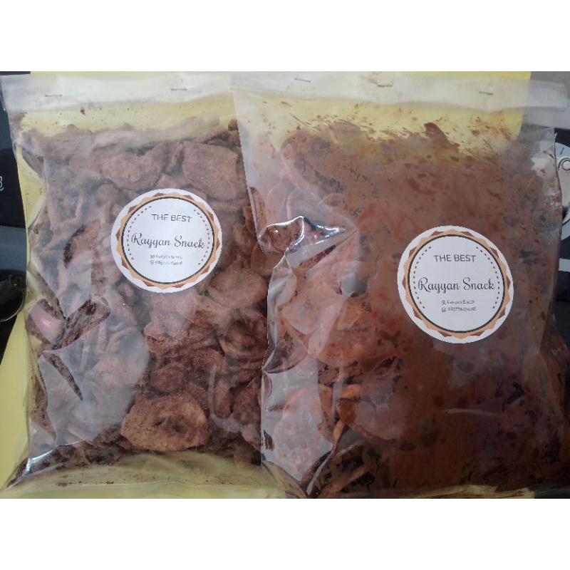 

kripik pisang coklat lumer dan coklat kering 500 gram - rayyan snack