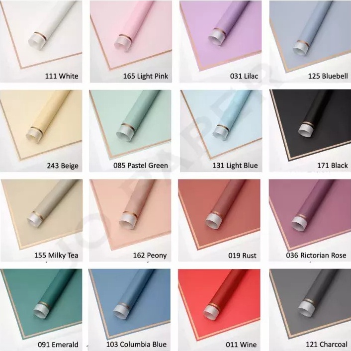 

5.5 Terlaris [20 Lembar] Kertas Buket Bunga Warna List Emas / Kertas Cellophane List Emas / Flower Wrapping Paper List Gold / Cellophane List Gold