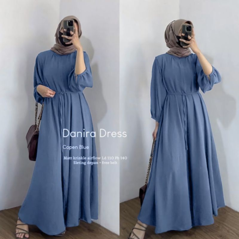 FASHION MUSLIM WANITA MODERN CRINKLE AIRFLOW TERLARIS/DANIRA DRESS POLOS GAMIS MEWAH SEIMPLE ELEGAN/BAJU GAMIS MUSLIMAH KEKINIAN/FAR MOSLEMSTORE