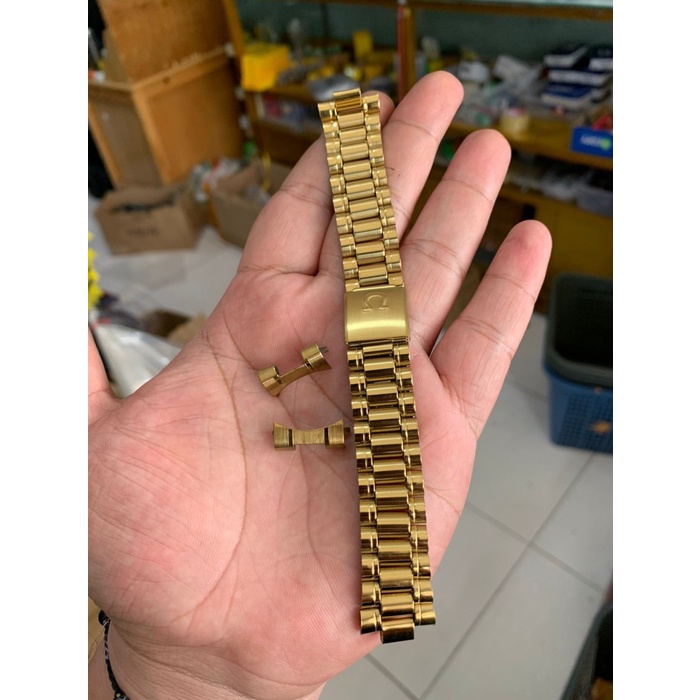 MUST HAVE STRAP TALI JAM TANGAN RANTAI OMEGA GOLD SIZE LUG 18 MM PREMIUM TERBARU