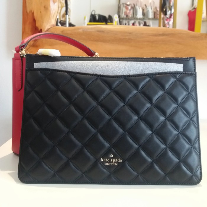 Best Seller Clutch Kate Spade Natalia Large Zip Pouch Natalia Black Original