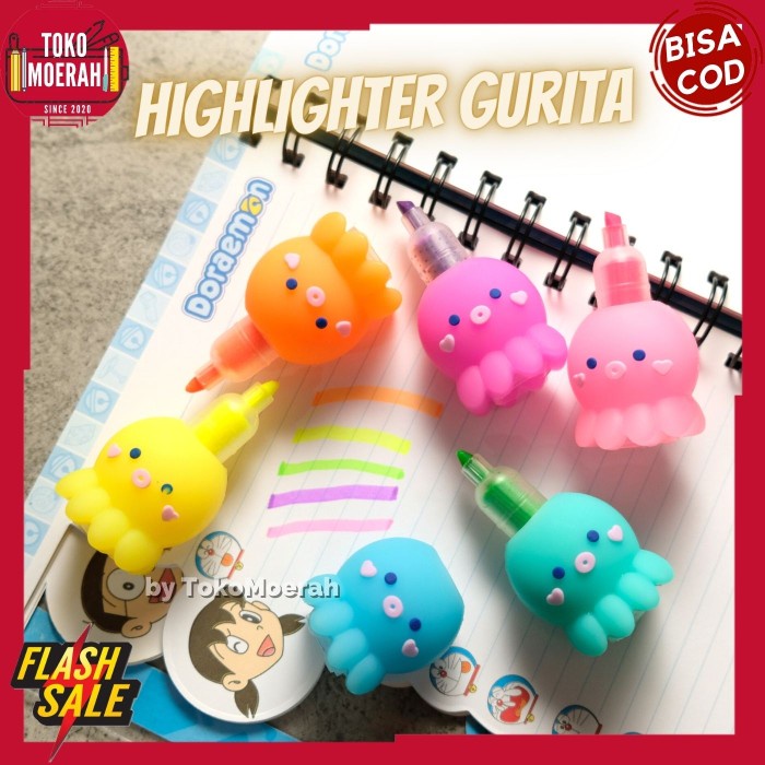 

Bestseller Higlighter Gurita Highlighter Lucu Unik Murah 1 Set 5 Pcs Gurita Lucu