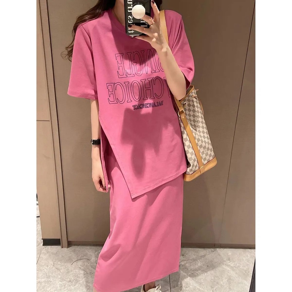 Atasan longgar Korea dan rok pendek dua potong set