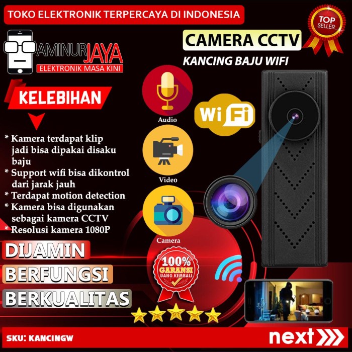 Bestseller Kamera Spy Camkancing Wifi 4K Cam Camera Mini Tersembunyi Kancing Baju