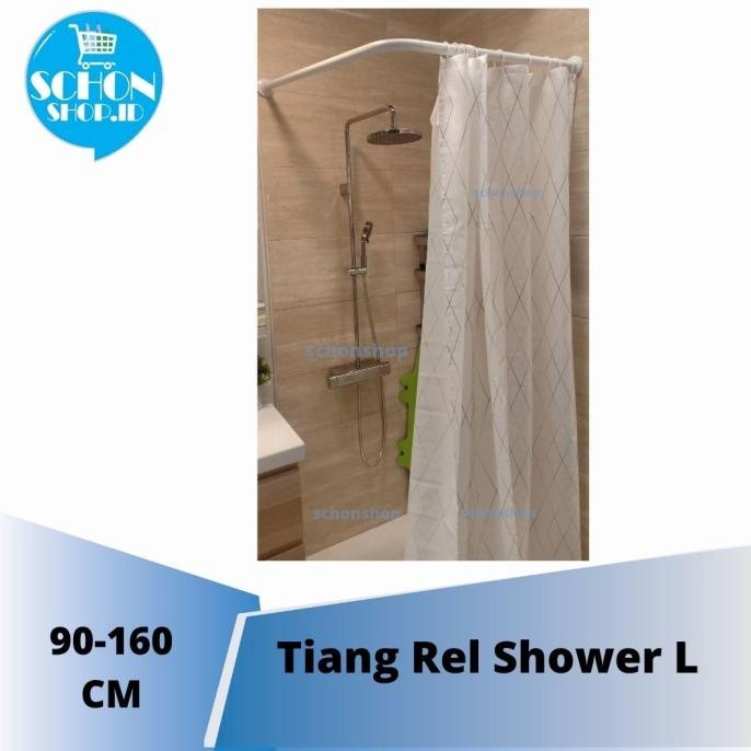 Tiang Tirai Kamar Mandi Bentuk L atau U Batang Rel Shower Kamar Mandi
