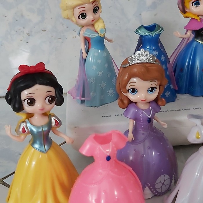 

princess clip on gawn elsa anna figure princess ganti baju qab03