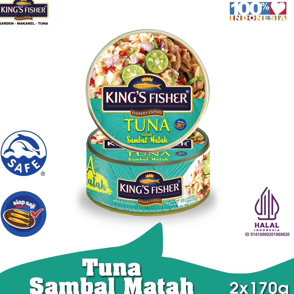 

Star Paket 2 Pcs King's Fisher Tuna Sambal Matah Daging Tuna Makanan Kaleng 170 g buruan