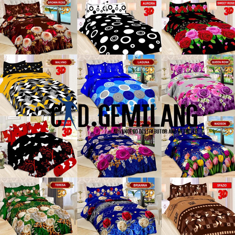 HARGA SPESIAL. (BISA COD) SPREI BONITA 3D UKURAN 180 x 200 NO.1 KING ANTI LUNTUR SEMUA MOTIF SEPRAI 