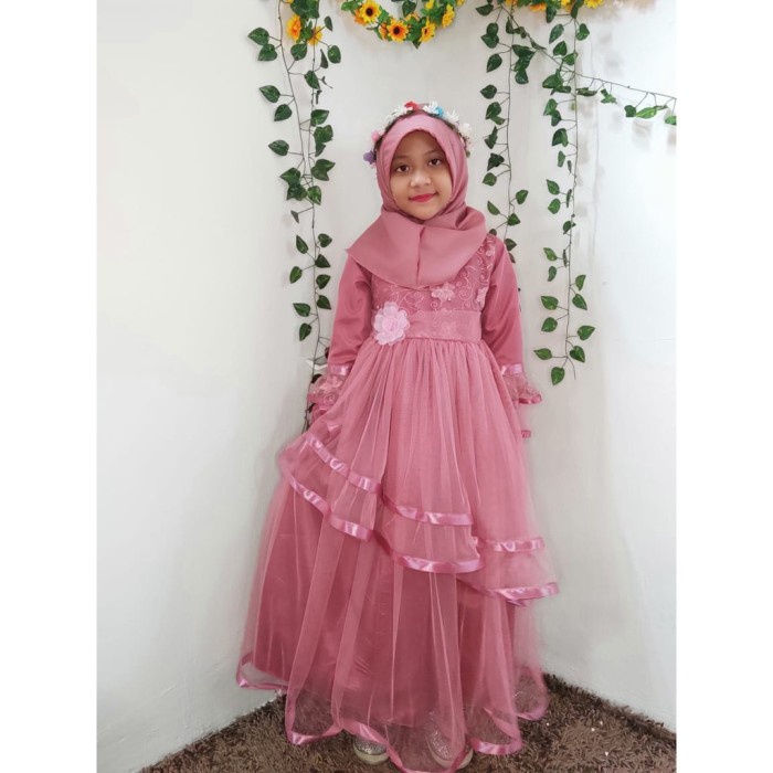 TERMURAH Baju Pesta Anak / Gaun Pesta Anak Muslim Umur 3 tahun - 10 tahun gamis