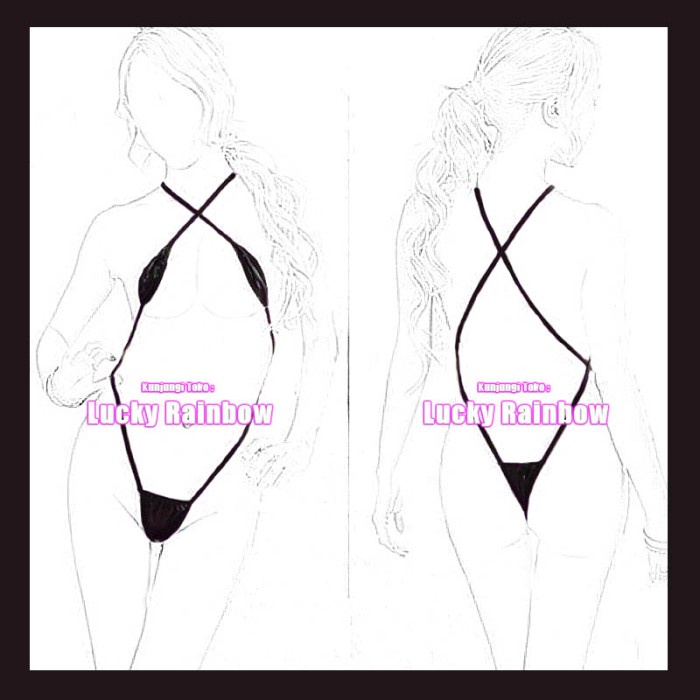 Lingerie Latex String Model Tali Body Micro Suit Black 2778 Terbaru