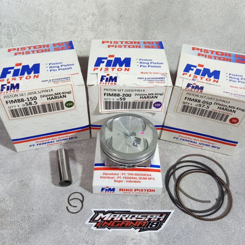 PISTON FIM88 VIXION MX-KING  PEN 14 SET DIAMETER 58 58,5 59 60  MARQSAH SHOP