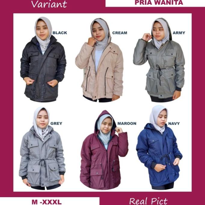 JAKET PARKA WANITA KOREA JACKET GUNUNG MUSLIMAH JUMBO M - 3XL LD 130