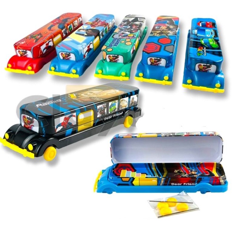 

Barang Pilihan.. TEMPAT/KOTAK/TEPAK PENSIL BUS SUSUN 2 KALENG + RODA QZ 5921 JGS