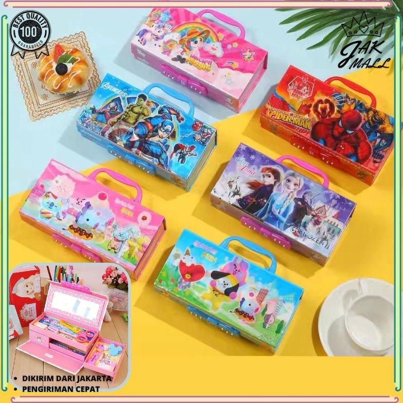 

Promo.. Kotak Pensil Kode 3 Tingkat Metalik 3 Dimensi /Tempat Pensil Box Kode Karakter Murah Berkualitas JM W7C