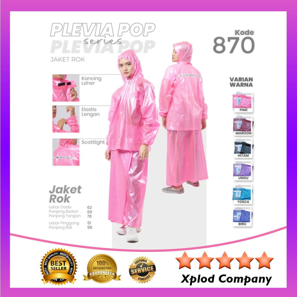 Spesial for Ladies Jas Hujan Jaket Rok Motif Polkadot Wanita Plevia Pop 870 Mantol Rok Wanita