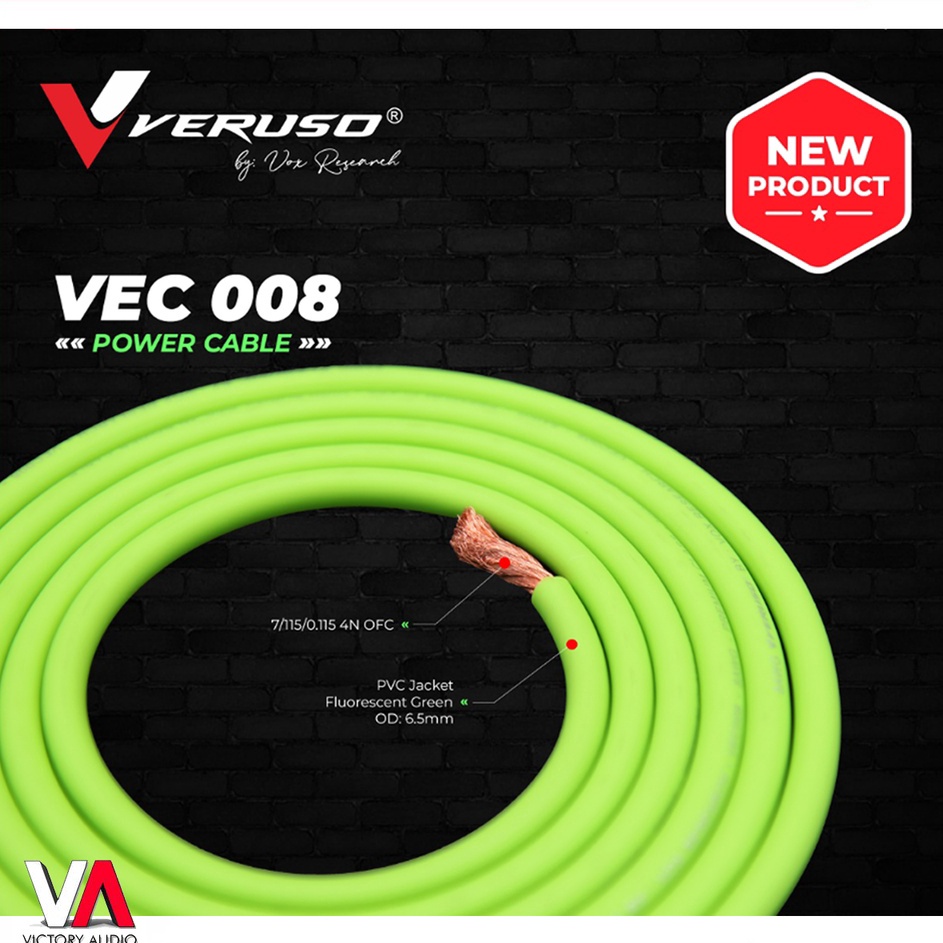 ー Th HARGA PER METER - Kabel Power Audio Mobil VERUSO by VOX RESEARCH VEC 008 Power Cable 8 AWG 8GA 