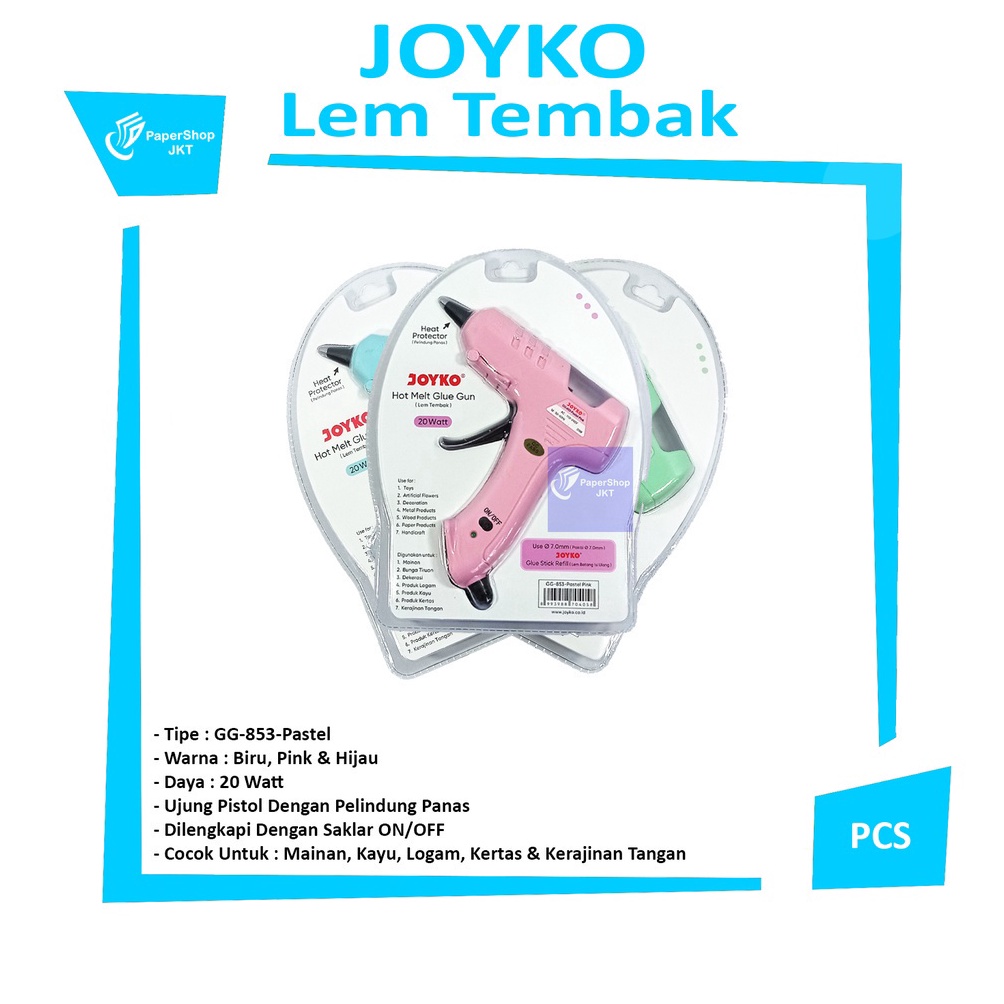 

Best product JOYKO - Glue Gun GG - 853 Pastel - Lem Tembak - Pcs QWR