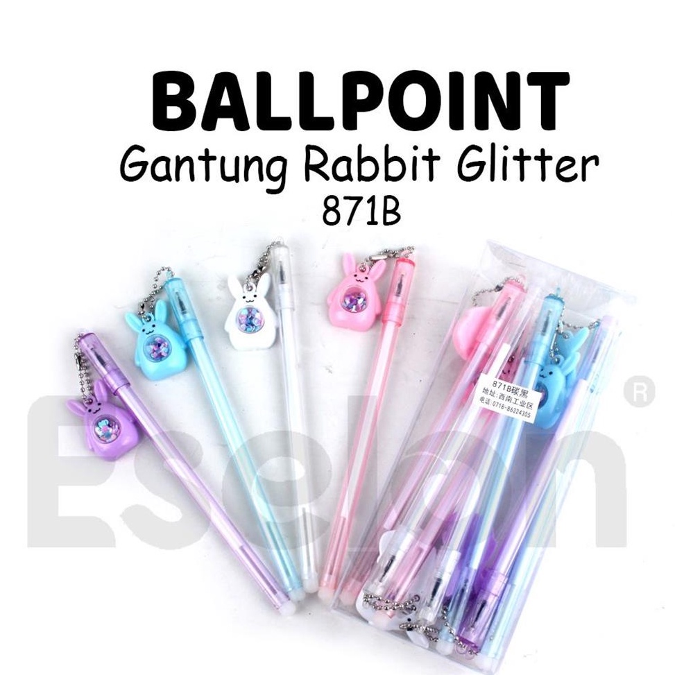 

Serba murah 12pcs Pulpen Gantung Rabbit Glitter 871 / 1 pak Pulpen Fancy RPC