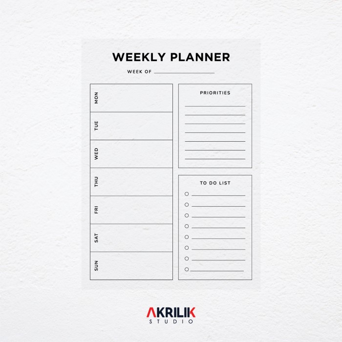 

Bestseller Acrylic Weekly Planner Akrilik Wall Schedule Papan Agenda Organizer