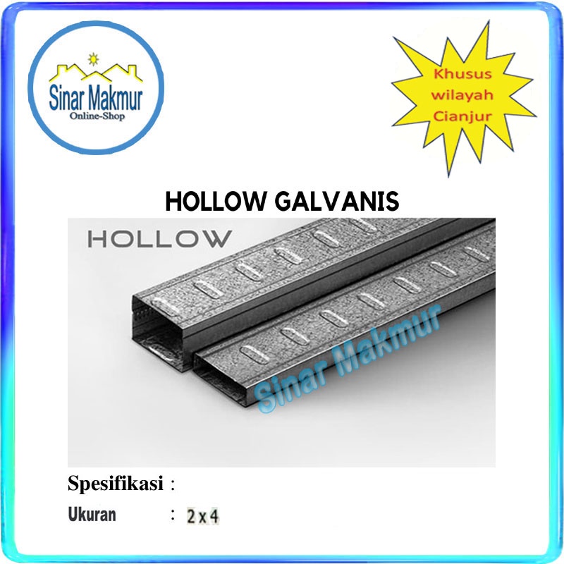 Besi Holo Hollow Plafon Gipsum Gypsum Galvanis 2x4 CM