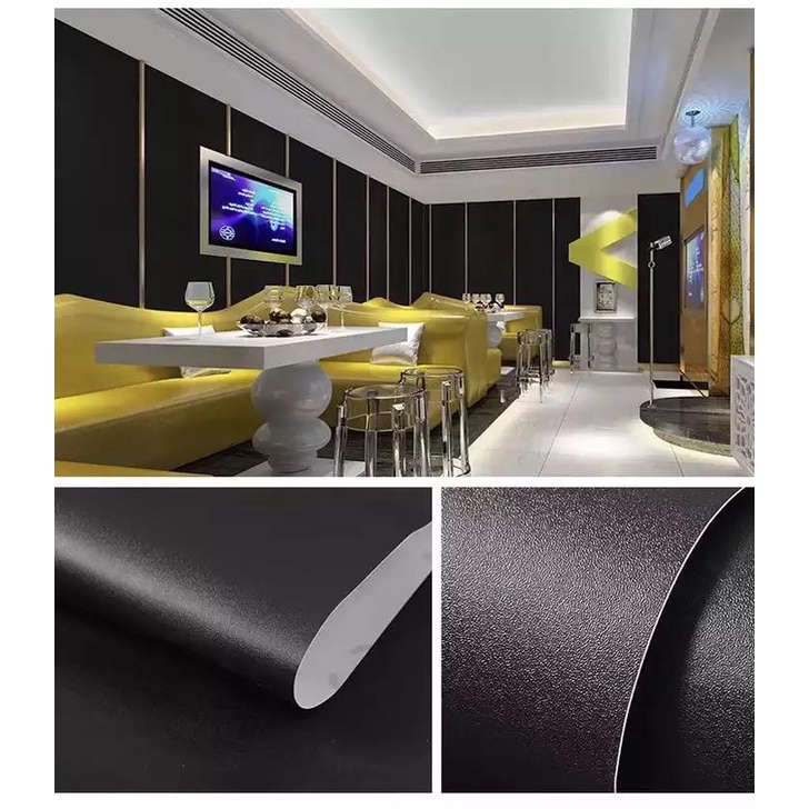 TERLARIS Wallpaper Sticker Dinding Polos Abu Tua