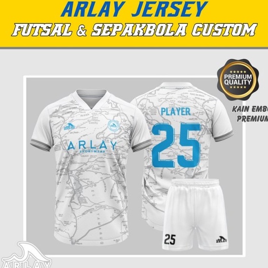 ✫Dijual Murah➴ R8JQF JERSEY FUTSAL ARLAY CUSTOM PREMIUM - BAJU BOLA WARNA PUTIH PRINTING KEREN BATIK