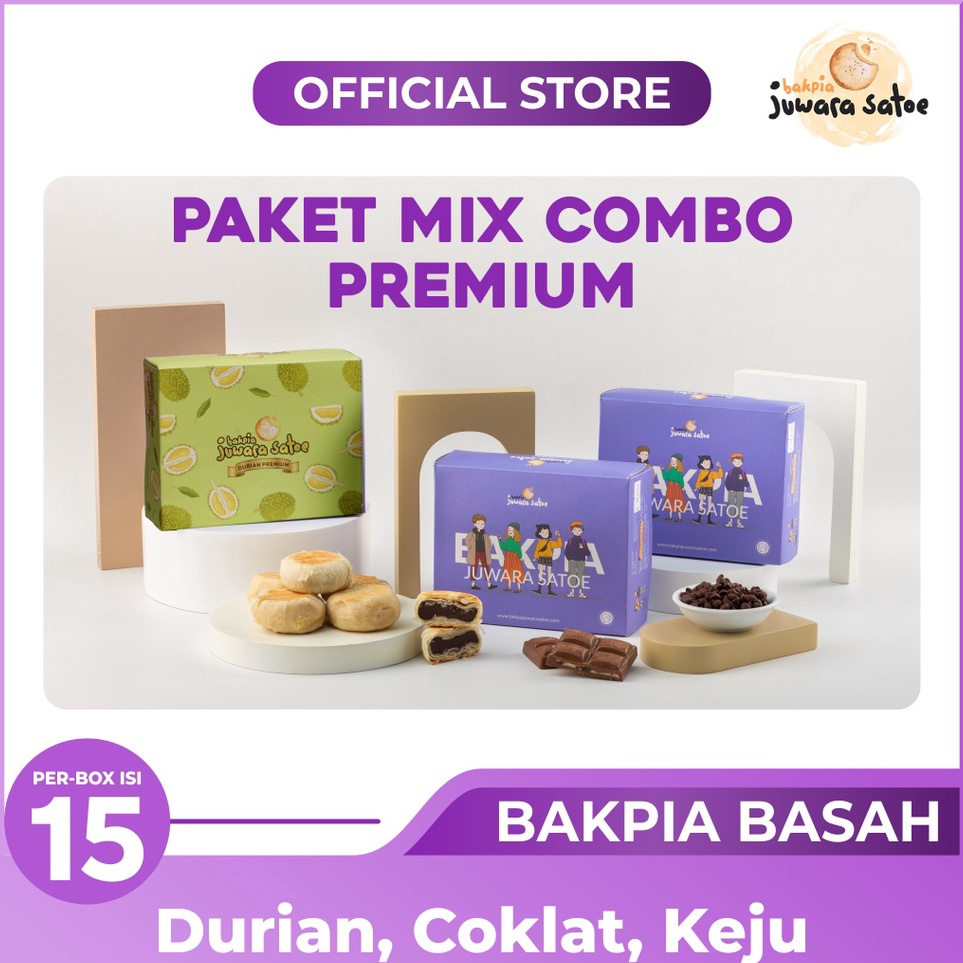 

✲Harga Termurah➯ JGKFD [ 3 BOX ] PAKET MIX COMBO PREMIUM BAKPIA BASAH ( Durian, Coklat dan Keju ) - JUWARA SATOE K59 Murah Banget