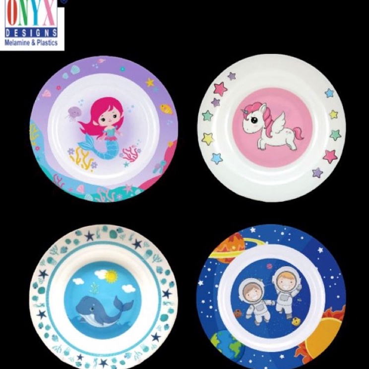 ➳#Sale★ SQRS8 Piring Makan 9 Inch Melamin Onyx Seiv Karakter Anak | Piring Anak Gambar Lucu | Piring