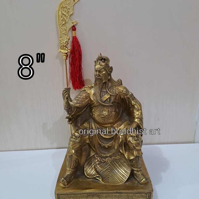 MUST HAVE PATUNG DEWA KWAN KONG DUDUK BACA BUKU LOGAM KUNINGAN 8 INCH TERMURAH