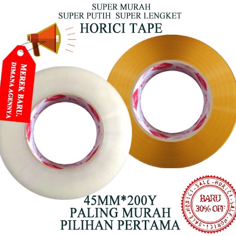 

>D2289) ⭐⭐⭐⭐⭐ MURAH SUPER CLPER 45mmx200Y LAKBAN BENING DAN COKLAT HORICI TAPE