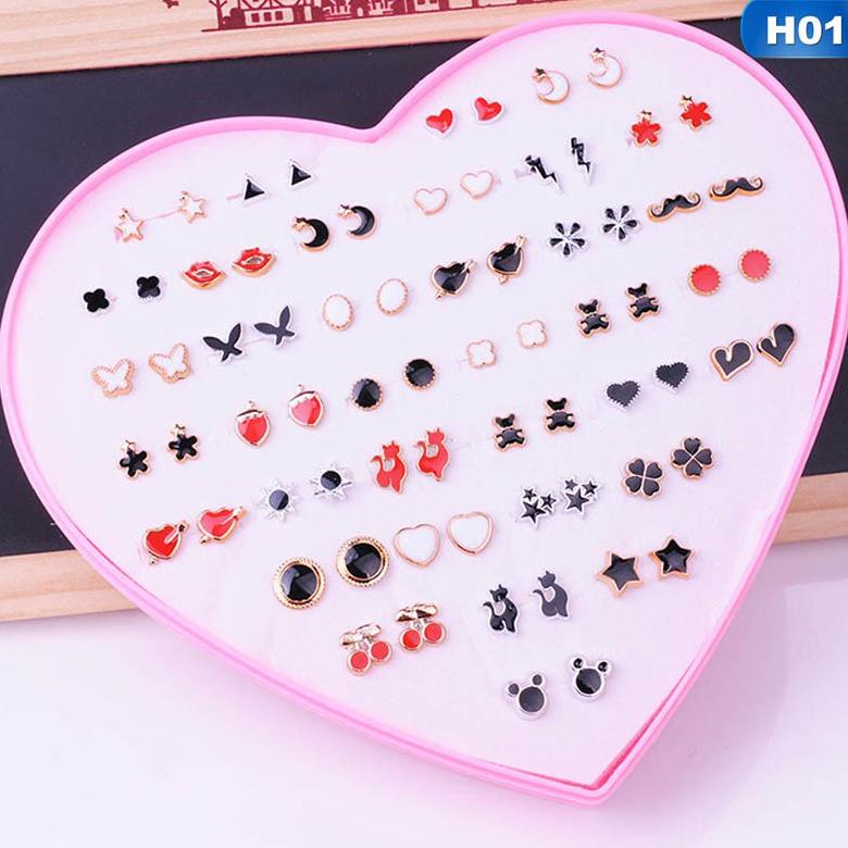 Update 36 Pasang / Set Anting Tusuk Bentuk Hati Bahan Plastik Warna Emas Untuk Wanita