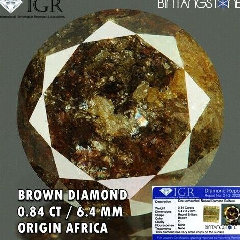 .........] Brown Diamond 0.84 Cts Natural Berlian Hitam Asli Memo Sertifikat IGR